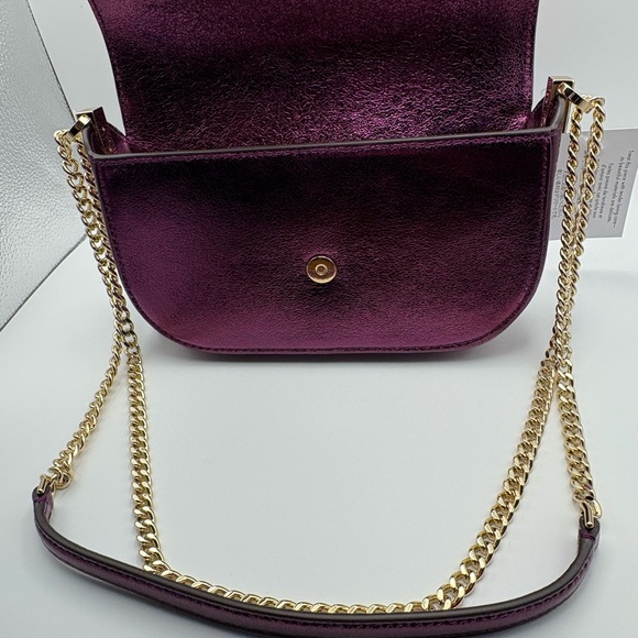Kate Spade Dark Raspberry Krista Metallic Chain Flap Crossbody - Picture 3 of 4